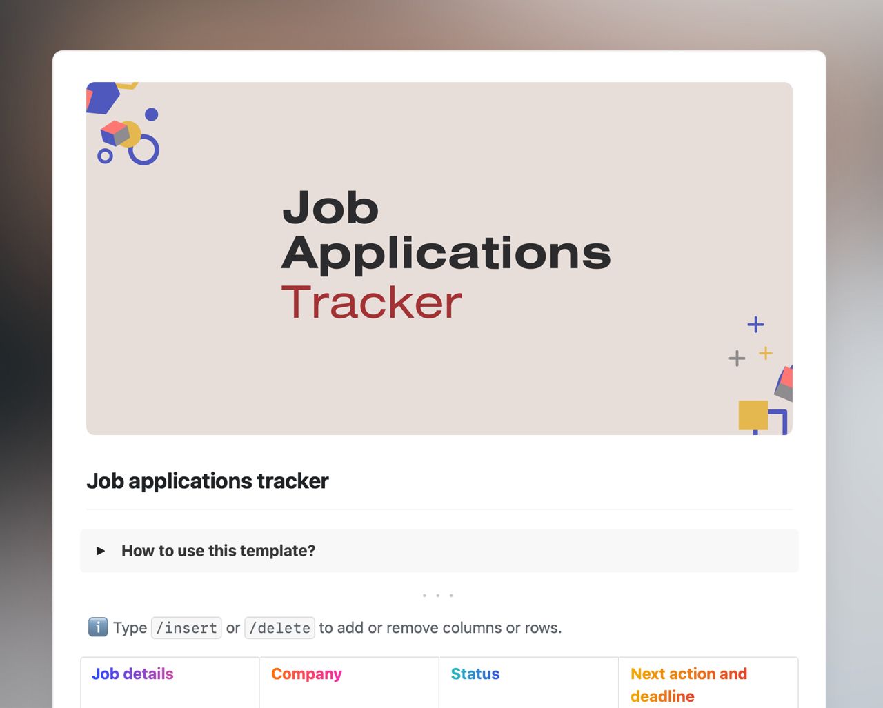 Job applications tracker | Free Template | Craft