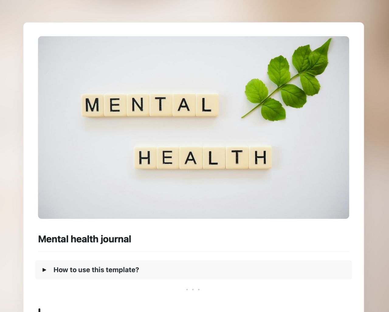 Mental health journal | Free Template | Craft