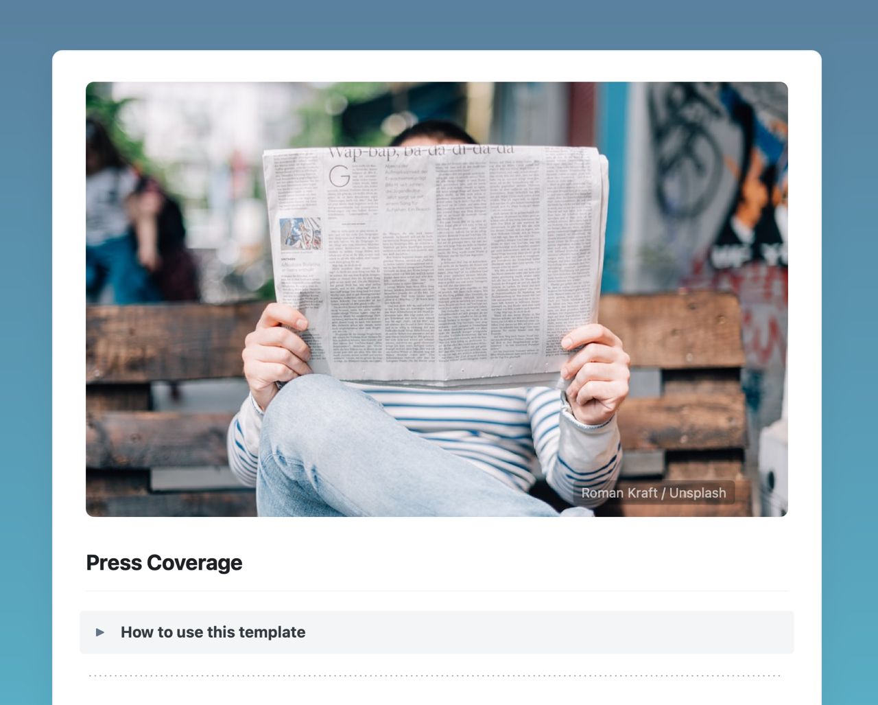 Press Coverage | Free Template | Craft