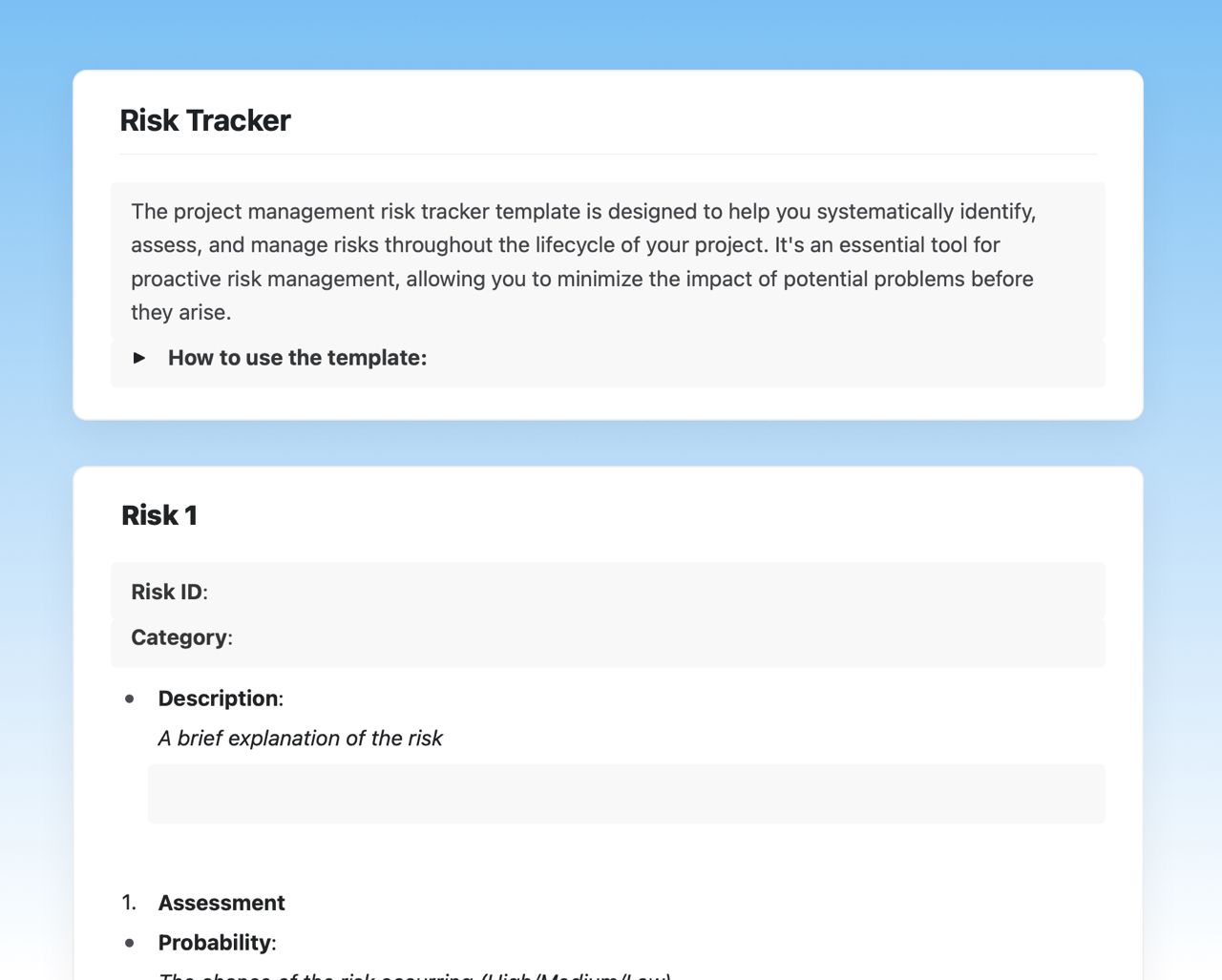 Risk tracker | Free Template | Craft