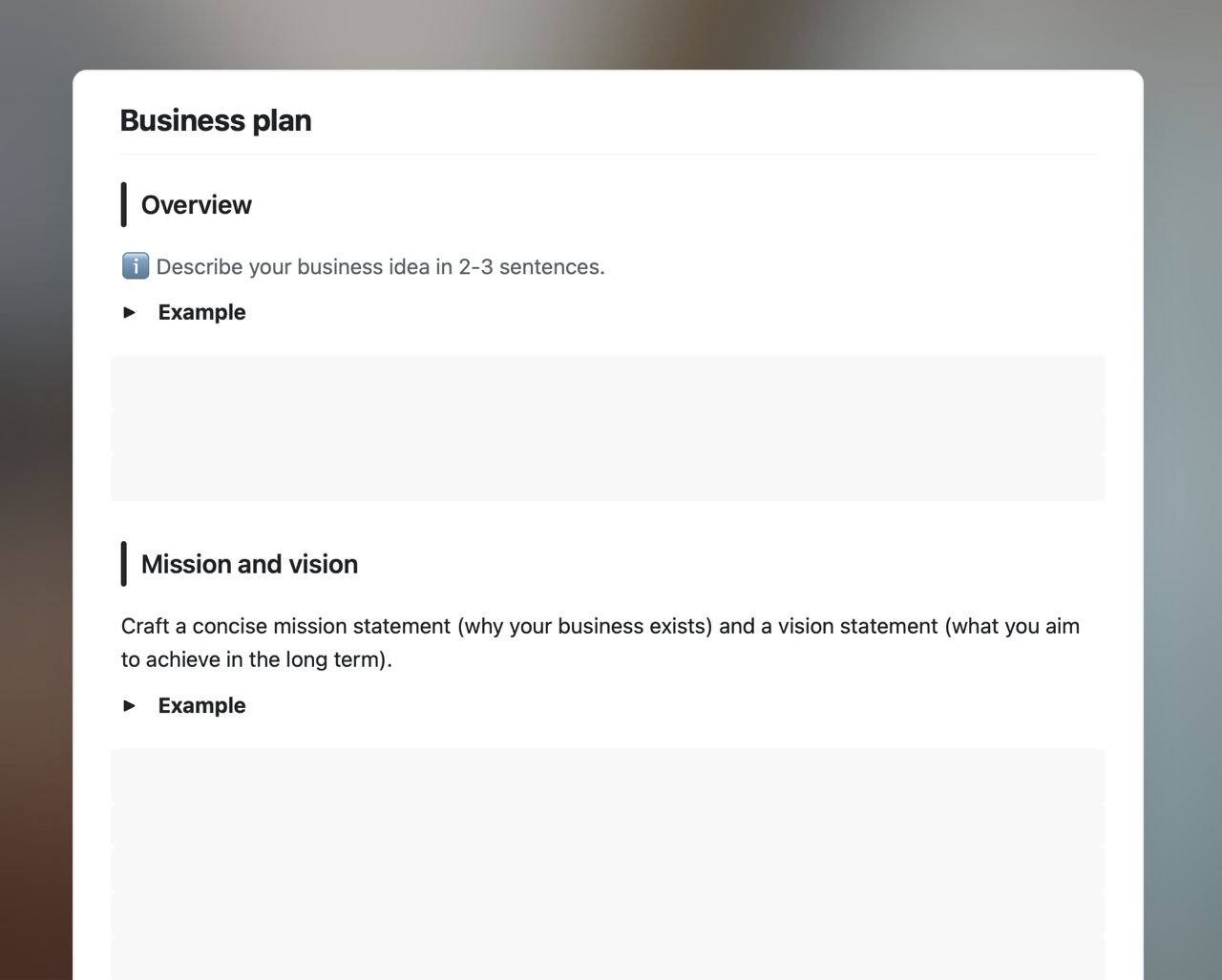Craft Free Template: Business plan